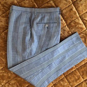 B&W Windowpane Houndstooth Cotton/Linen Pants 38 Waist (US)